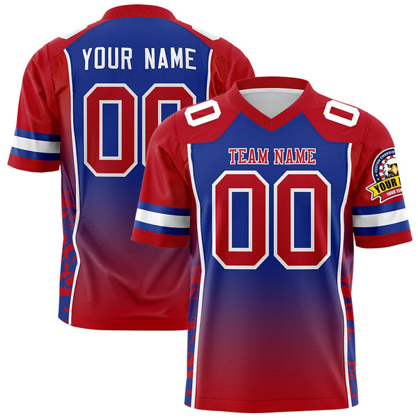 Custom Royal Red Gradient Personalized Side Pattern Football Jersey | BuyFootballJersey