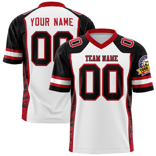 Custom White Black-Red Raglan Sleeves Personalized Side Pattern Football Jersey | BuyFootballJersey
