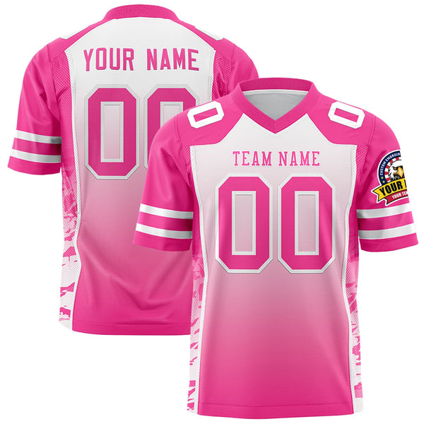Custom White Light Pink Gradient Personalized Side Pattern Football Jersey | BuyFootballJersey