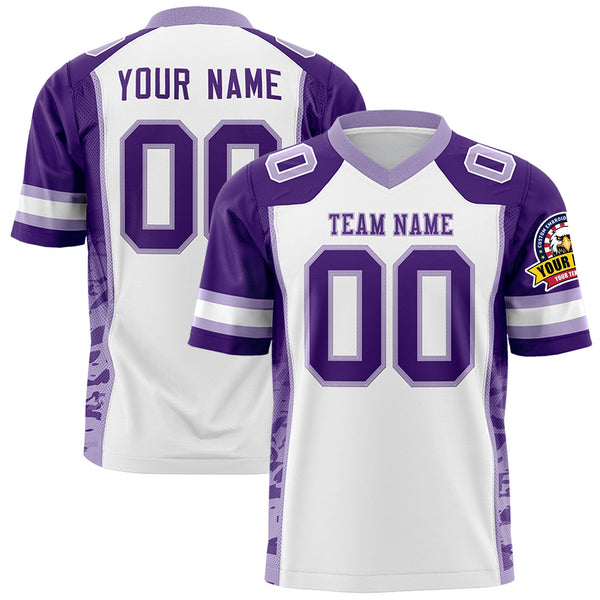 Custom White Purple-Light Purple Raglan Sleeves Personalized Side Pattern Football Jersey | BuyFootballJersey