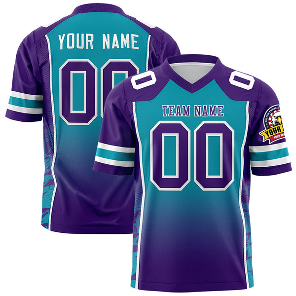 Custom Sky Blue Purple Gradient Personalized Side Pattern Football Jersey | BuyFootballJersey