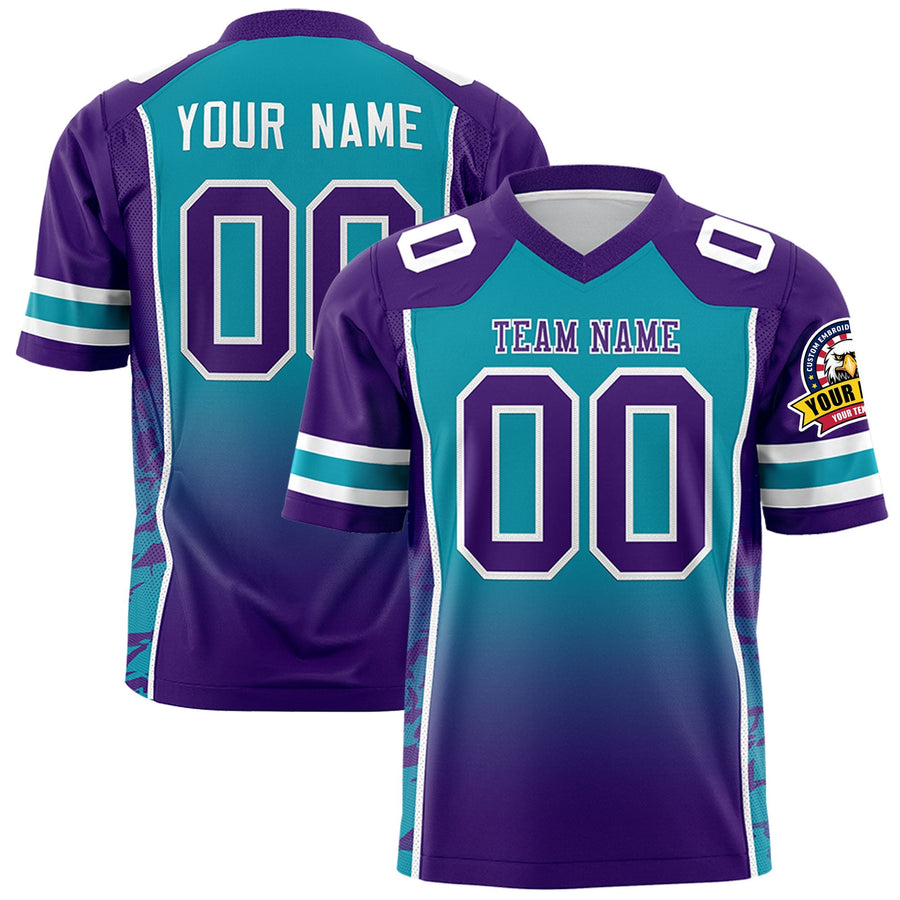 Custom Sky Blue Purple Gradient Personalized Side Pattern Football Jersey | BuyFootballJersey