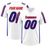 Custom White Royal and Red Side Stripe Pattern Football Jersey | BuyFootballJersey