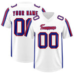 Custom White Royal and Red Side Stripe Pattern Football Jersey | BuyFootballJersey