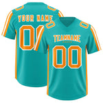Custom Aqua Orange and White Side Stripe Pattern Football Jersey | BuyFootballJersey