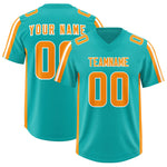 Custom Aqua Orange and White Side Stripe Pattern Football Jersey | BuyFootballJersey