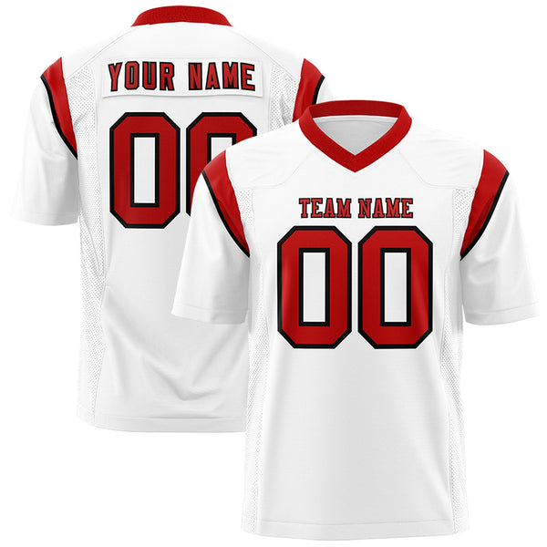 Custom White Red Personalized Shoulder Cut Two-Tone Flag Football Jersey | BuyFootballJersey