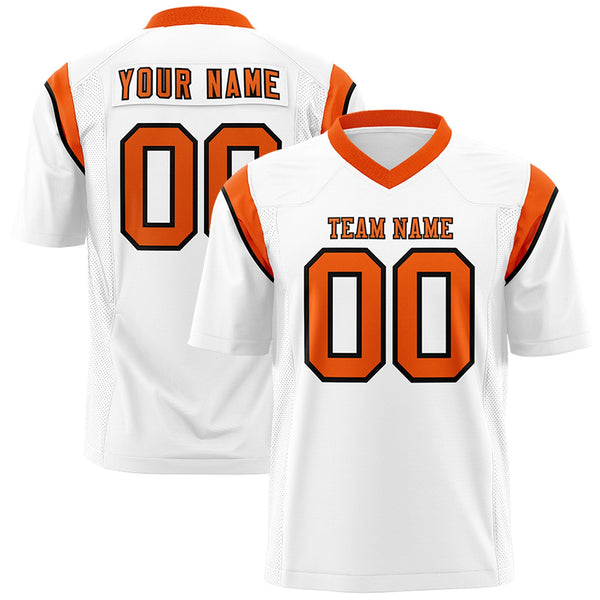 Custom White Orange Personalized Shoulder Cut Two-Tone Flag Football Jersey | BuyFootballJersey