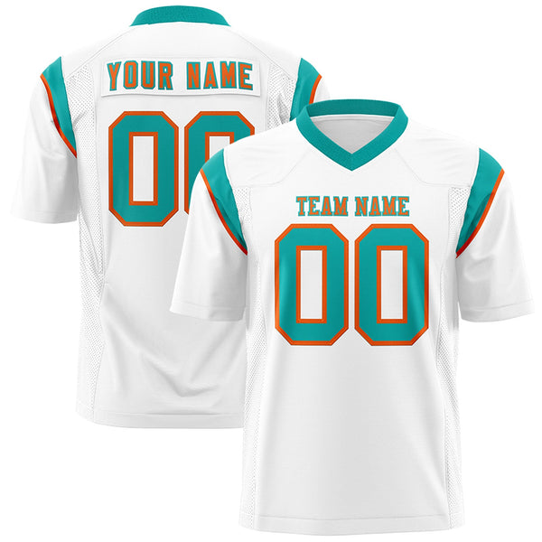 Custom White Bright Green Personalized Shoulder Cut Two-Tone Flag Football Jersey | BuyFootballJersey