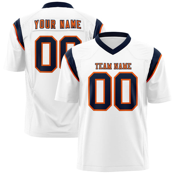 Custom White Navy Personalized Shoulder Cut Two-Tone Flag Football Jersey | BuyFootballJersey