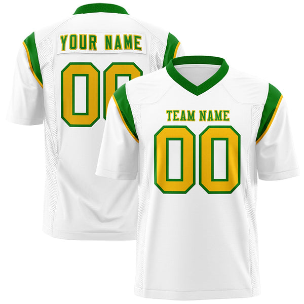 Custom White Kelly Green Personalized Shoulder Cut Two-Tone Flag Football Jersey | BuyFootballJersey