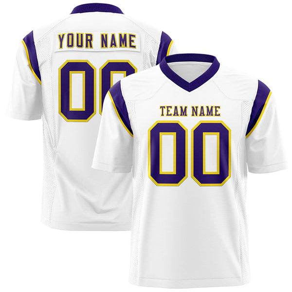 Custom White Purple Personalized Shoulder Cut Two-Tone Flag Football Jersey | BuyFootballJersey