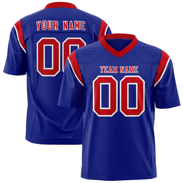Custom Royal Red Personalized Shoulder Cut Two-Tone Flag Football Jersey | BuyFootballJersey
