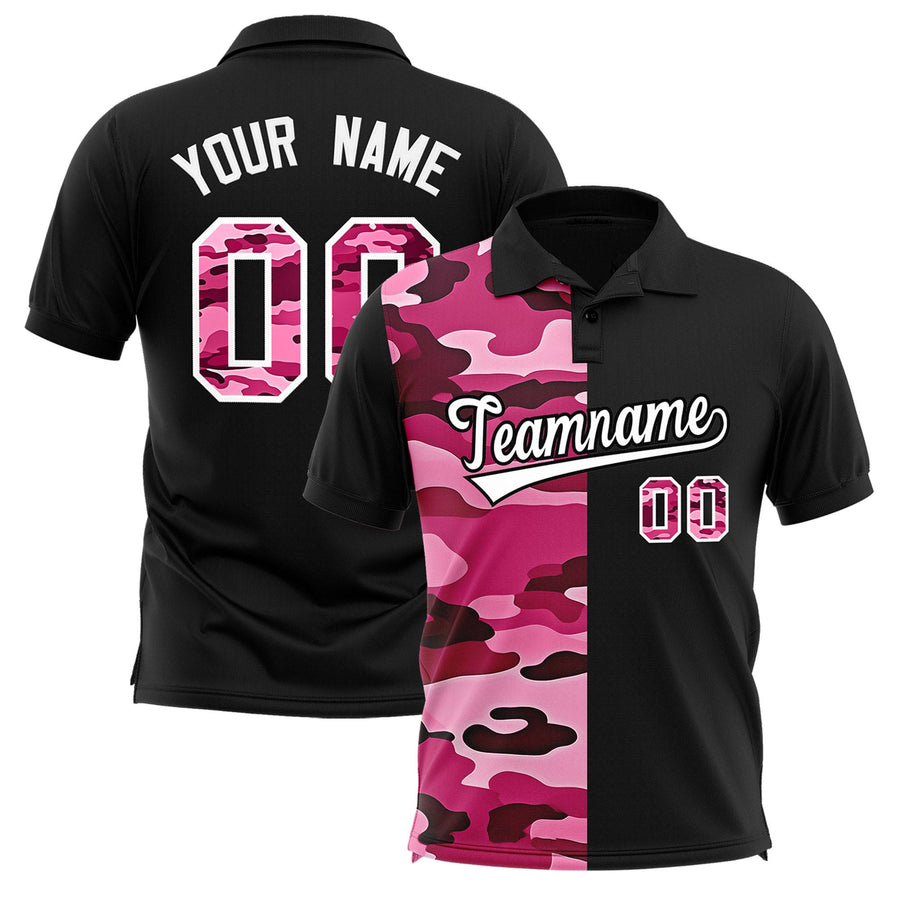 Custom Black Camo Split Fashion Performance Polo Shirt | BuyFootballJersey