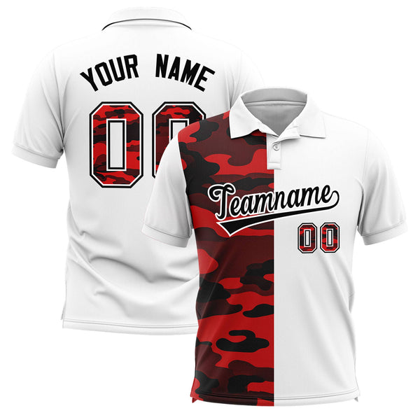 Custom White Camo Split Fashion Performance Polo Shirt | BuyFootballJersey