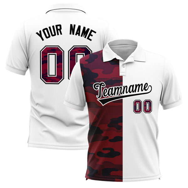Custom White Camo Split Fashion Performance Polo Shirt | BuyFootballJersey
