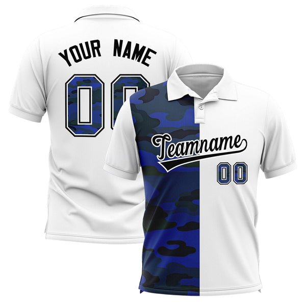 Custom White Camo Split Fashion Performance Polo Shirt | BuyFootballJersey