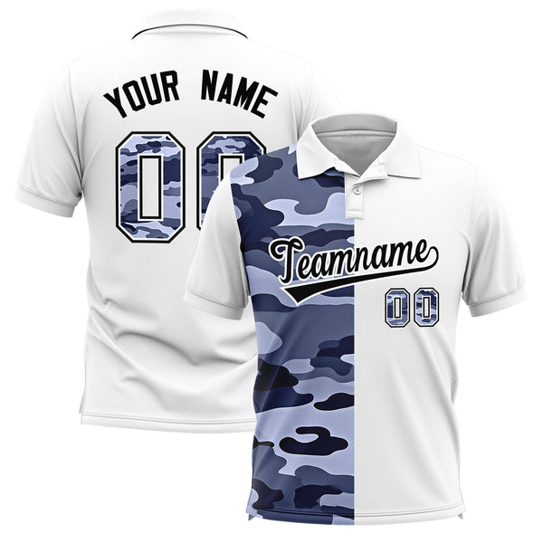 Custom White Camo Split Fashion Performance Polo Shirt | BuyFootballJersey