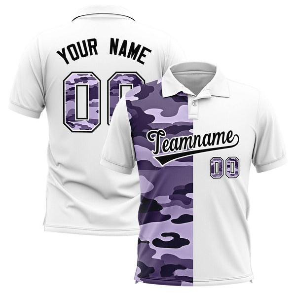 Custom White Camo Split Fashion Performance Polo Shirt | BuyFootballJersey