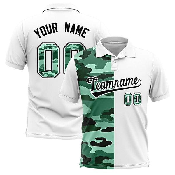 Custom White Camo Split Fashion Performance Polo Shirt | BuyFootballJersey