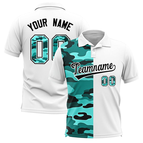 Custom White Camo Split Fashion Performance Polo Shirt | BuyFootballJersey