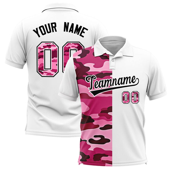 Custom White Camo Split Fashion Performance Polo Shirt | BuyFootballJersey
