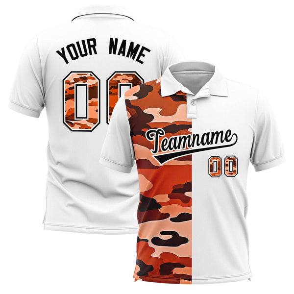 Custom White Camo Split Fashion Performance Polo Shirt | BuyFootballJersey