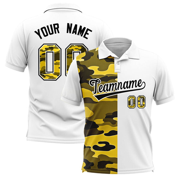 Custom White Camo Split Fashion Performance Polo Shirt | BuyFootballJersey