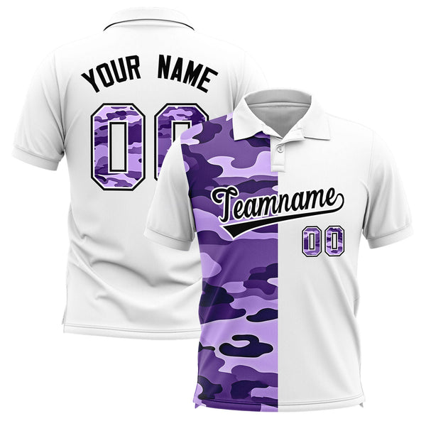 Custom White Camo Split Fashion Performance Polo Shirt | BuyFootballJersey