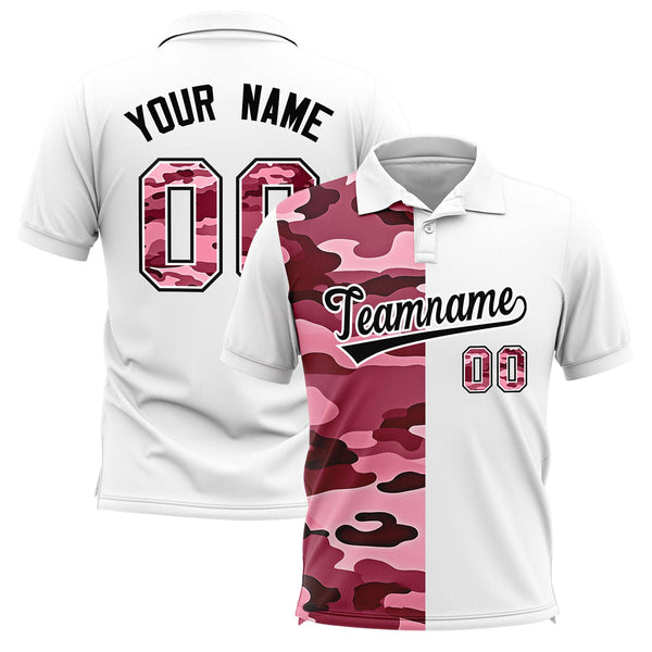 Custom White Camo Split Fashion Performance Polo Shirt | BuyFootballJersey
