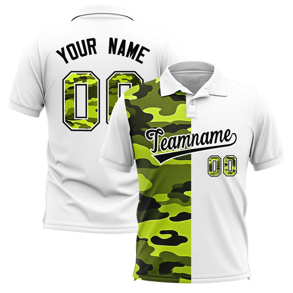 Custom White Camo Split Fashion Performance Polo Shirt | BuyFootballJersey