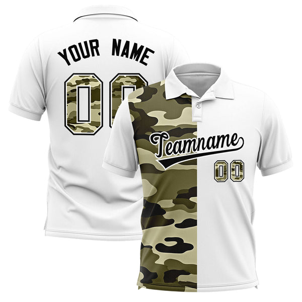 Custom White Camo Split Fashion Performance Polo Shirt | BuyFootballJersey