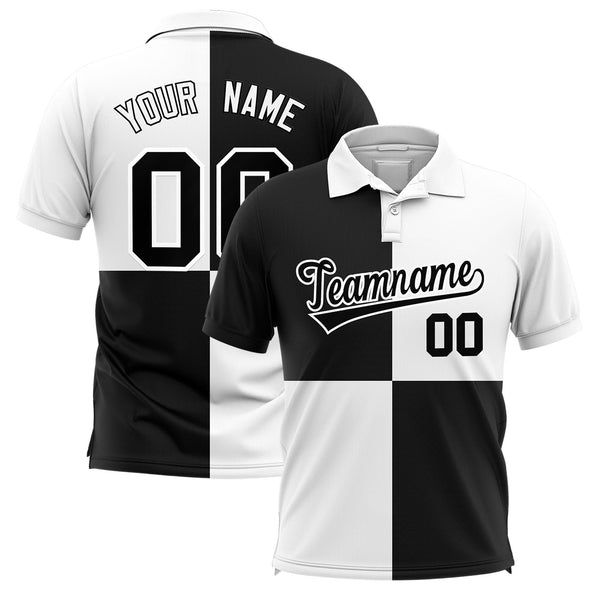 Custom White Black Four Squares Design Performance Polo Shirt | BuyFootballJersey