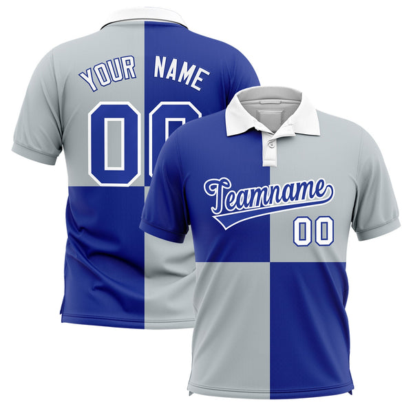 Custom Royal Silver Four Squares Design Performance Polo Shirt | BuyFootballJersey