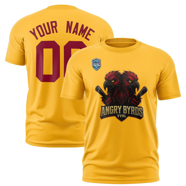 Custom VVHL Yellow Black-Crimson S7-Angry-Byrds-1 T-Shirt | BuyFootballJersey