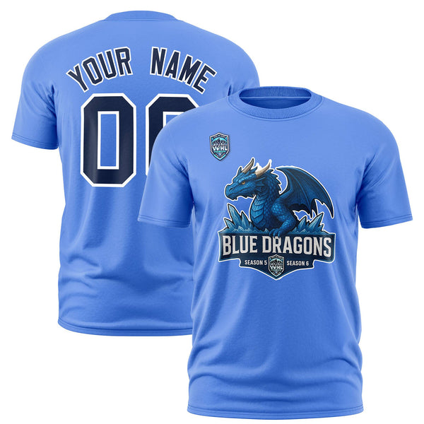 Custom VVHL Powder Blue Navy-White S7-blue-dragons T-Shirt | BuyFootballJersey