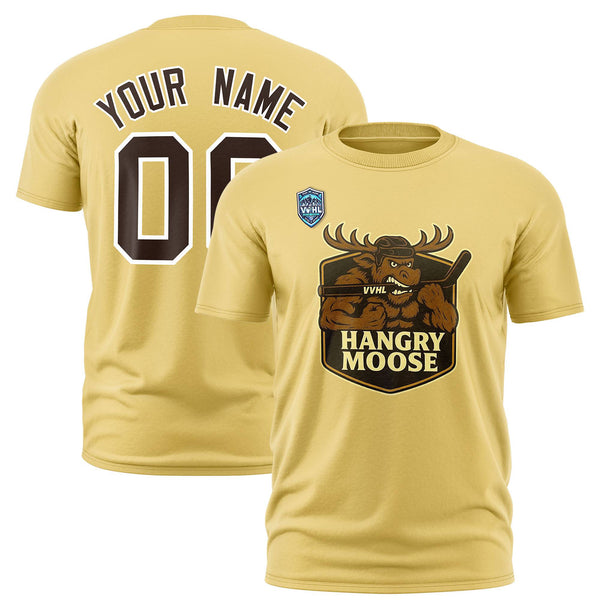 Custom VVHL Khaki Brown-White S7-HANGRY-MOOSE T-Shirt | BuyFootballJersey