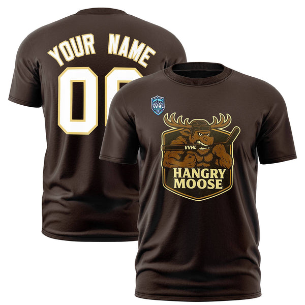 Custom VVHL Brown Khaki-White S7-HANGRY-MOOSE-1 T-Shirt | BuyFootballJersey