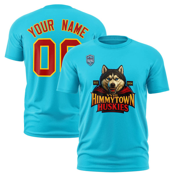 Custom VVHL Sky Blue Red-Gold S7-Himmytown-huskies T-Shirt | BuyFootballJersey