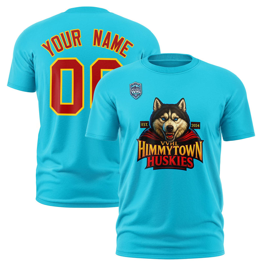 Custom VVHL Sky Blue Red-Gold S7-Himmytown-huskies T-Shirt | BuyFootballJersey