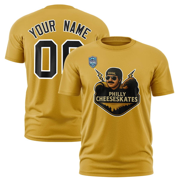 Custom VVHL Gold Black-White S7-Philly-Cheeseskates T-Shirt | BuyFootballJersey