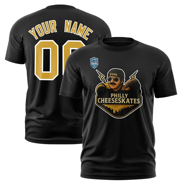 Custom VVHL Black White-Gold S7-Philly-Cheeseskates-1 T-Shirt | BuyFootballJersey