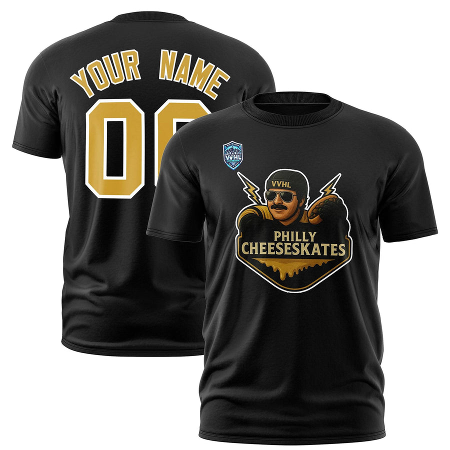 Custom VVHL Black White-Gold S7-Philly-Cheeseskates-1 T-Shirt | BuyFootballJersey