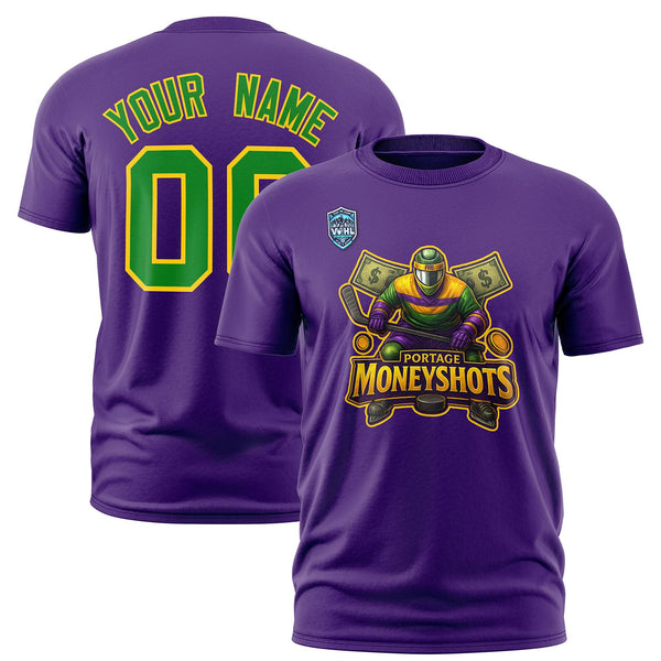 Custom VVHL Purple Kelly Green-Gold S7-Portage-Moneyshots T-Shirt | BuyFootballJersey