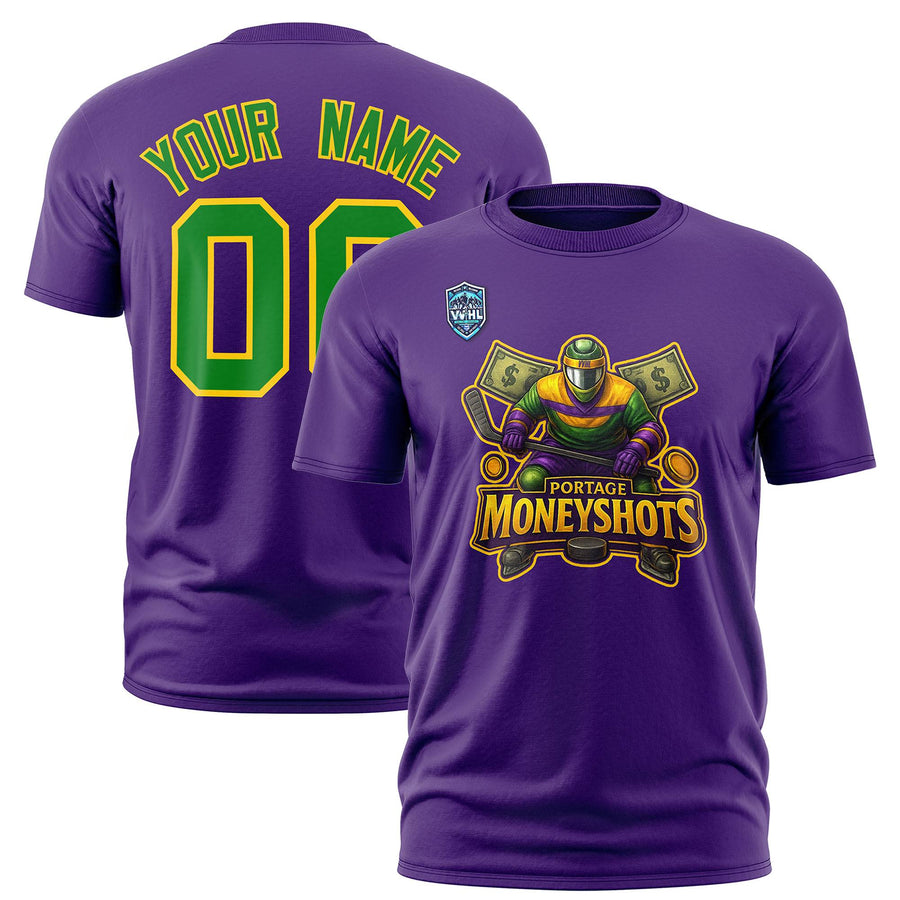 Custom VVHL Purple Kelly Green-Gold S7-Portage-Moneyshots T-Shirt | BuyFootballJersey