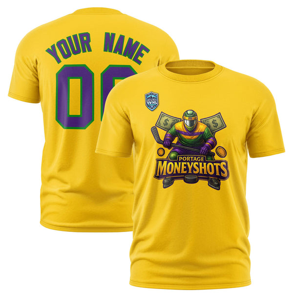 Custom VVHL Gold Purple-Kelly Green S7-Portage-Moneyshots-1 T-Shirt | BuyFootballJersey