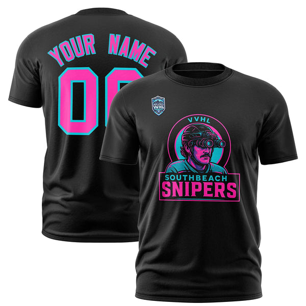 Custom VVHL Black Pink-Sky Blue S7-Southbeach-snipers-2 T-Shirt | BuyFootballJersey