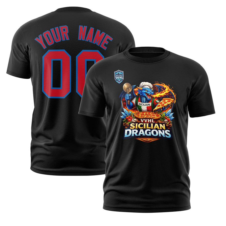 Custom VVHL S11 Sicilian Dragons Black T-Shirt | BuyFootballJersey