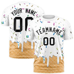 Custom White Ice Cream Cone Graffiti Pattern Fashion T-Shirt | BuyFootballJersey