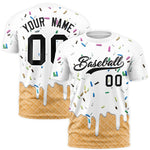 Custom White Ice Cream Cone Graffiti Pattern Fashion T-Shirt | BuyFootballJersey